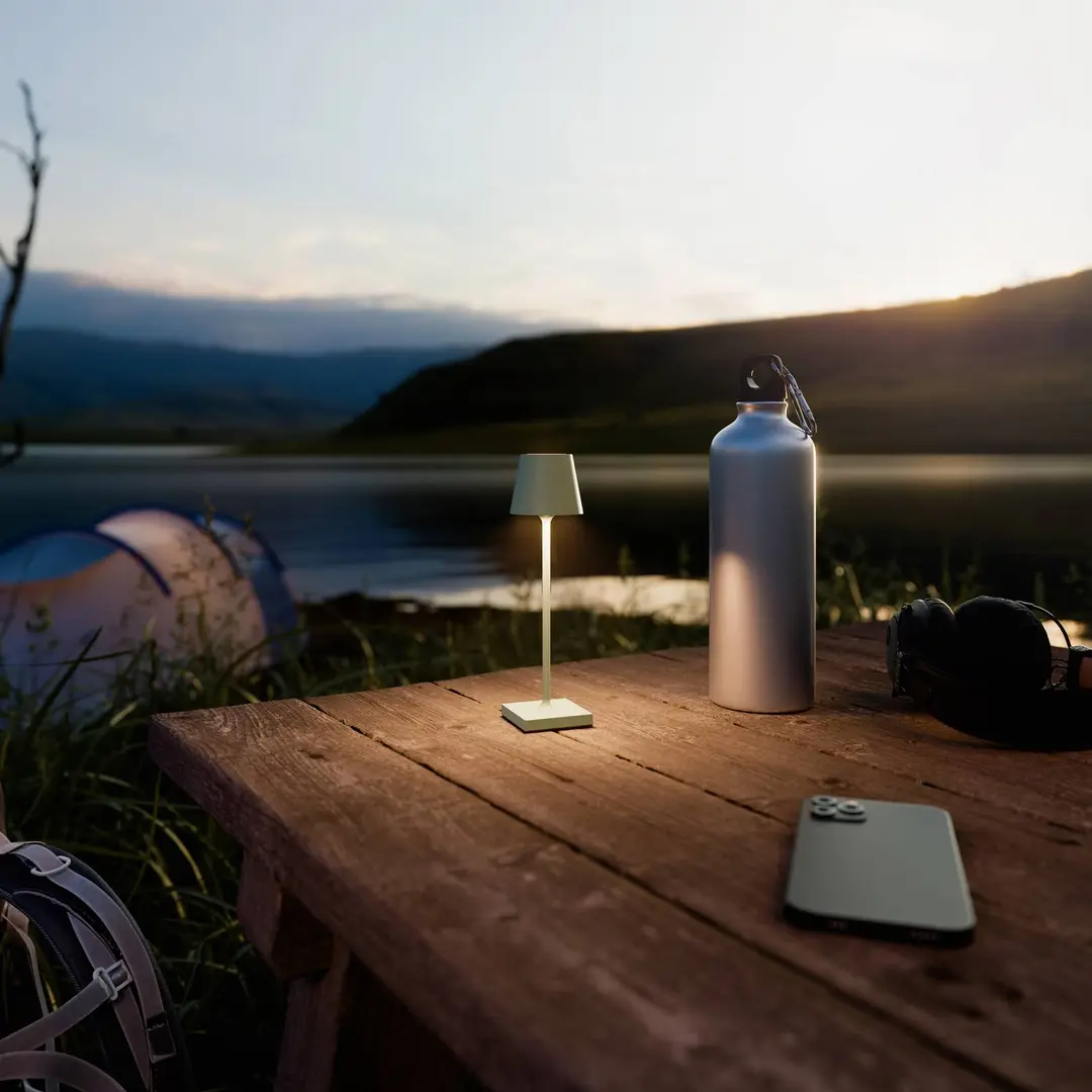 Sigor LED-Akkutischlampe Nuindie pocket, salbeigrün, IP54, dimmbar
