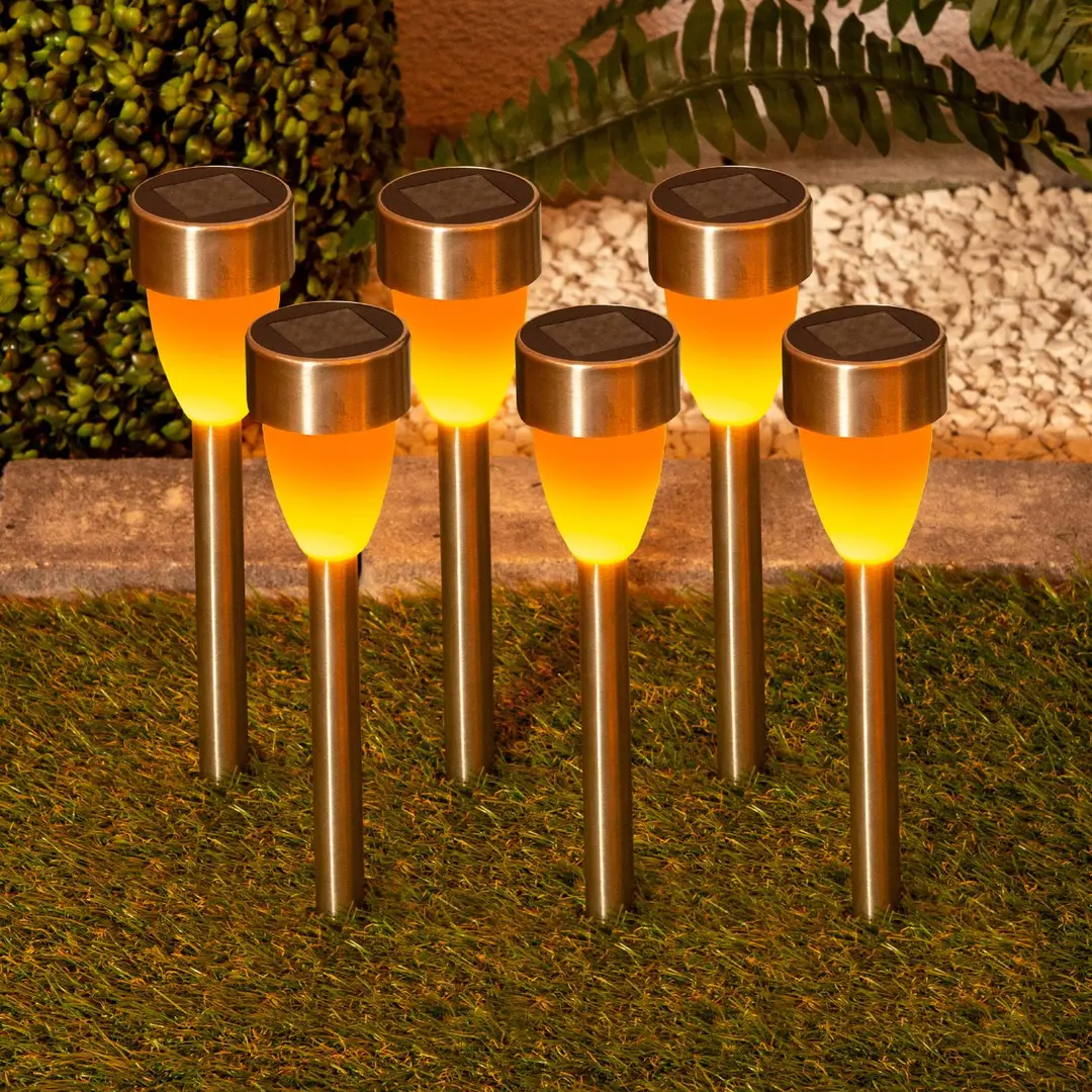 Naeve Leuchten LED-Solarleuchte 4135006 mit Flammeneffekt 6er-Set