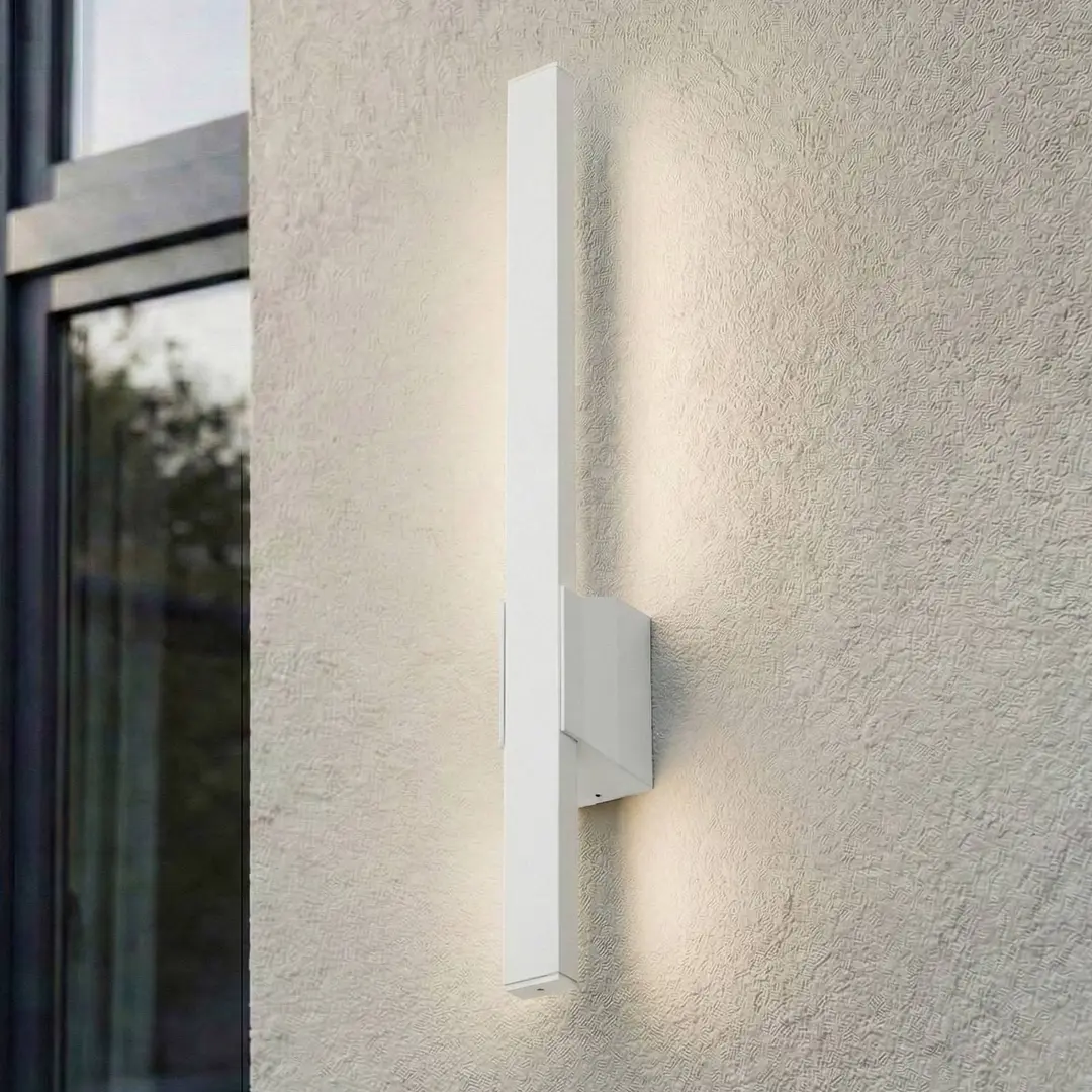 Lindby LED-Außenwandleuchte Sakari, weiß, Alu, Höhe 50 cm
