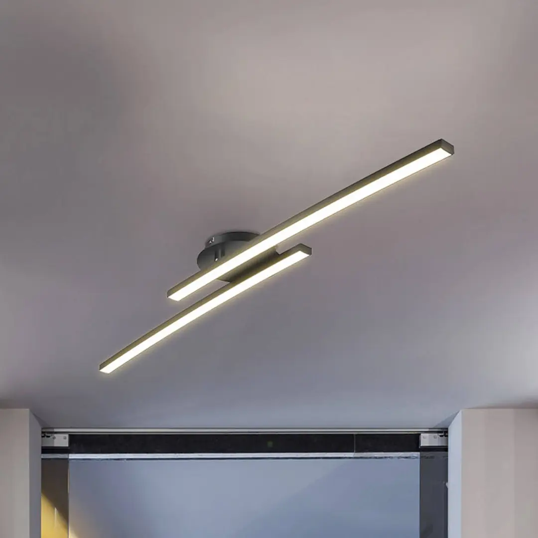 B.K. Licht LED-Deckenleuchte Snore, 2-fl., schwarz, Metall, 3.000 K