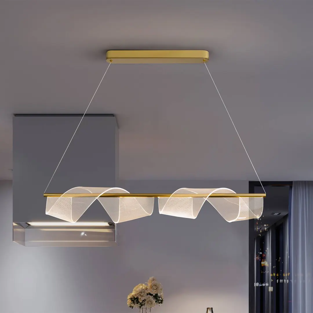 Schuller Valencia LED-Hängelampe Velas 1-flg., Länge 100cm, goldfarben, Metall