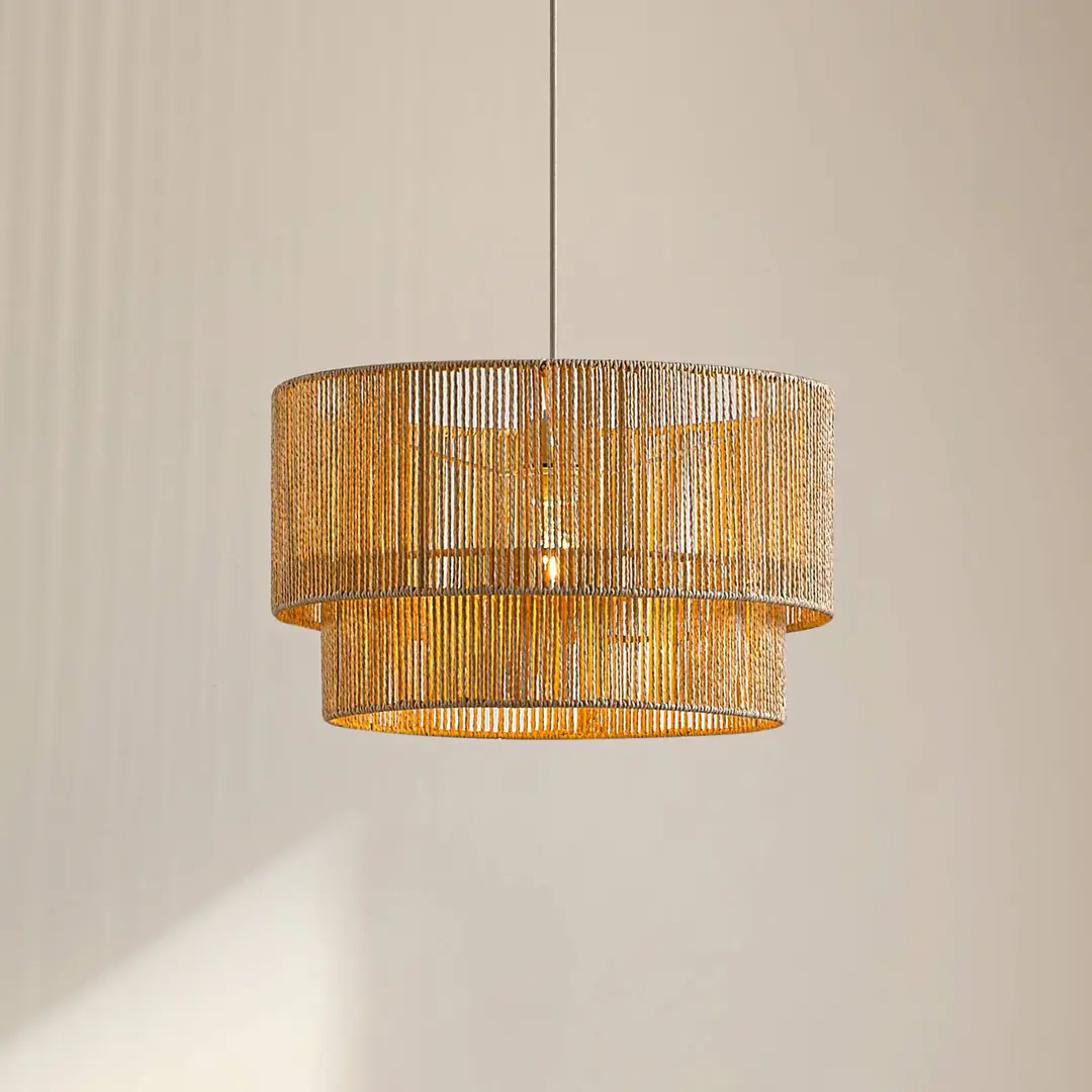 Lindby Hängeleuchte Anuva, Ø 45 cm, beige, Papier, E27