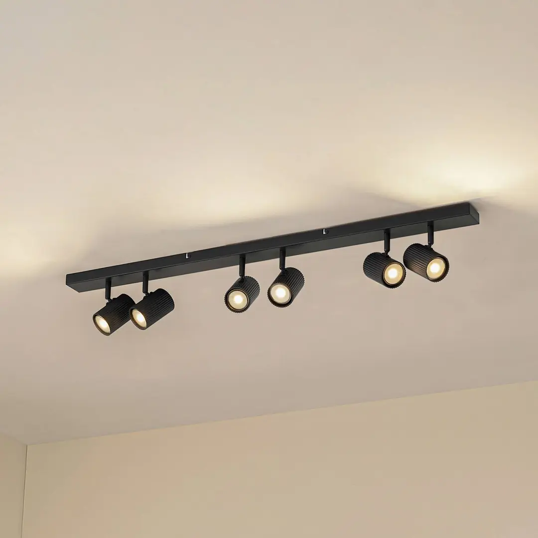 Lindby Deckenstrahler Kardis, anthrazit, 6-fl, Metall, GU10