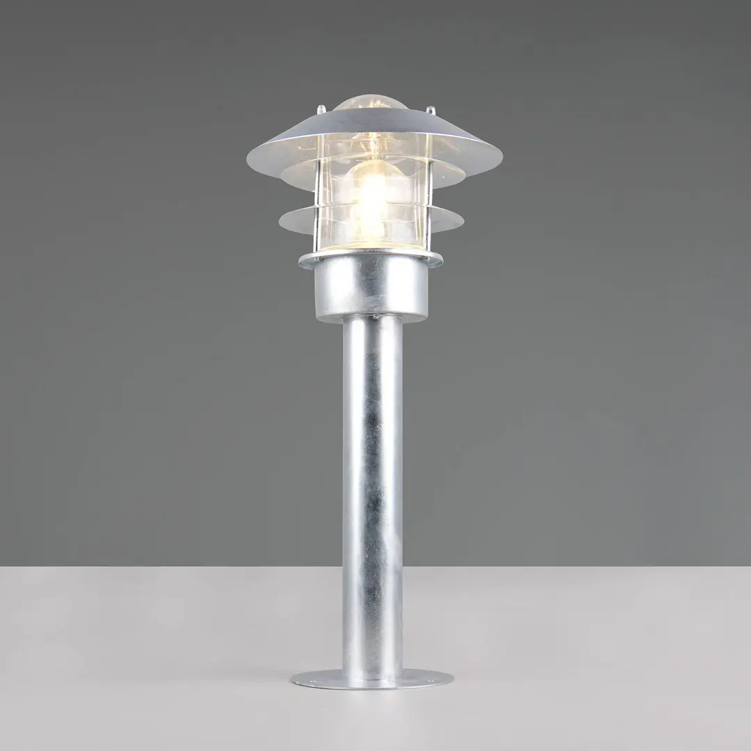 Trio Lighting Sockellampe Ruvuuma, zinkfarben, Höhe 50 cm, Metall, IP44