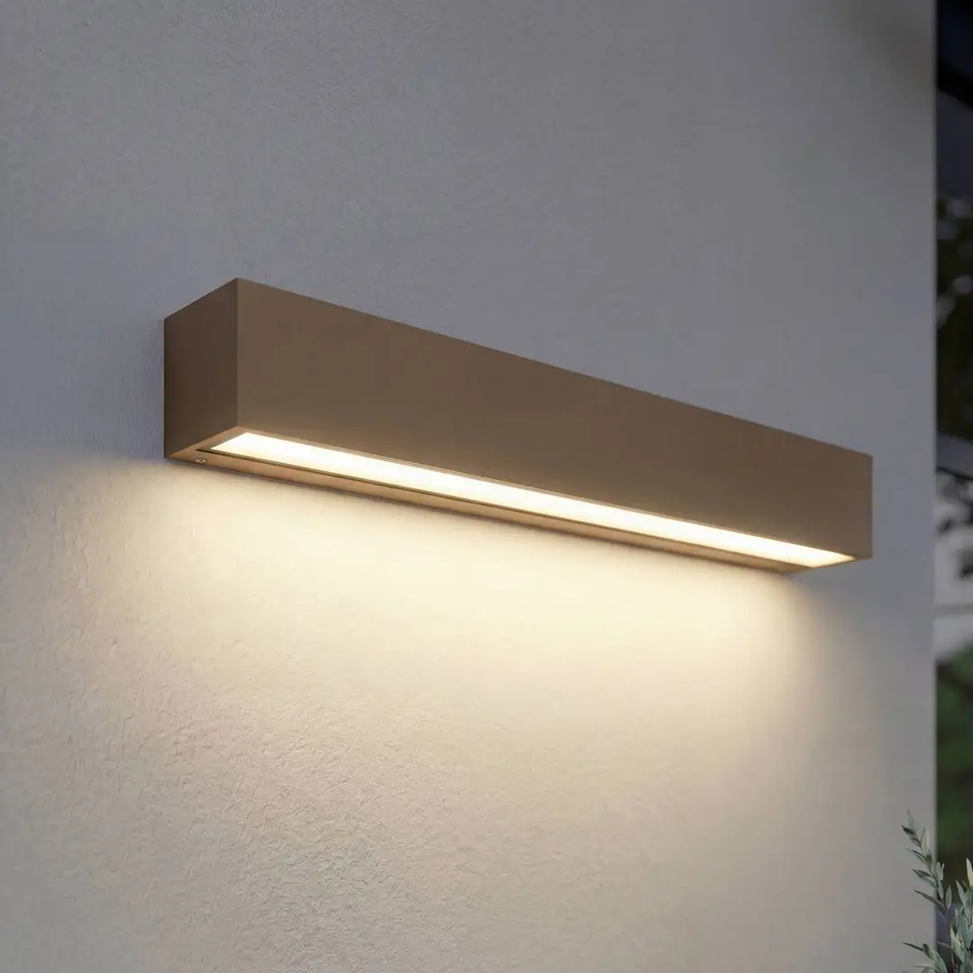 Lucande LED-Außenwandleuchte Lengo, 50cm, braun, down, 3000K