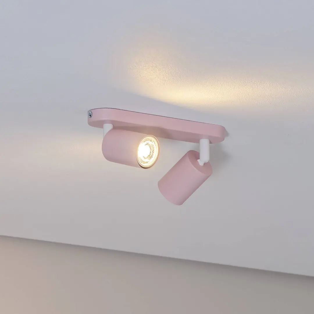 TK Lighting Deckenstrahler Livia, rosa, 35 cm, 2-flg., Metall, GU10