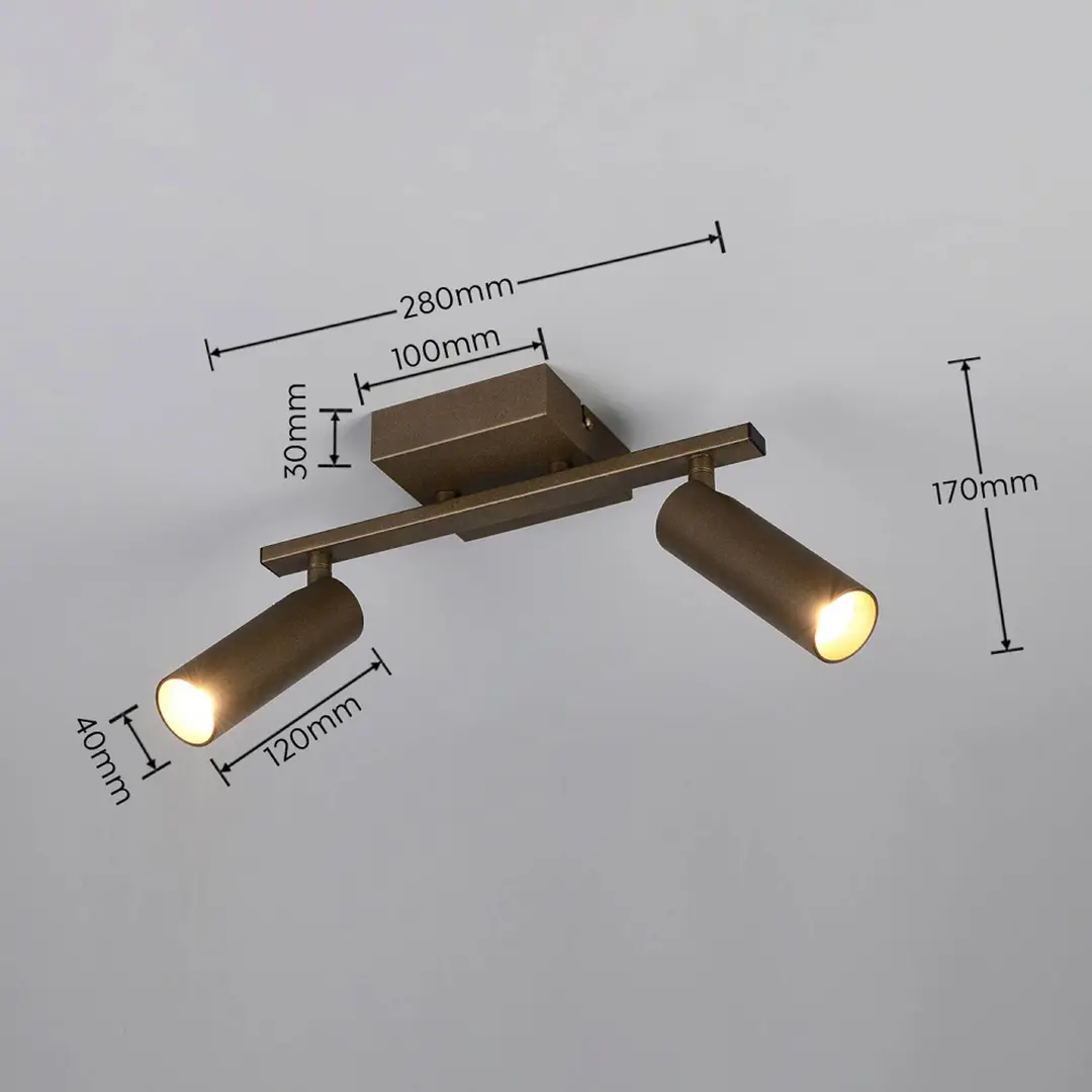 Trio Lighting Deckenstrahler Dara, Länge 28 cm platinfarben, Metall 2-flg.