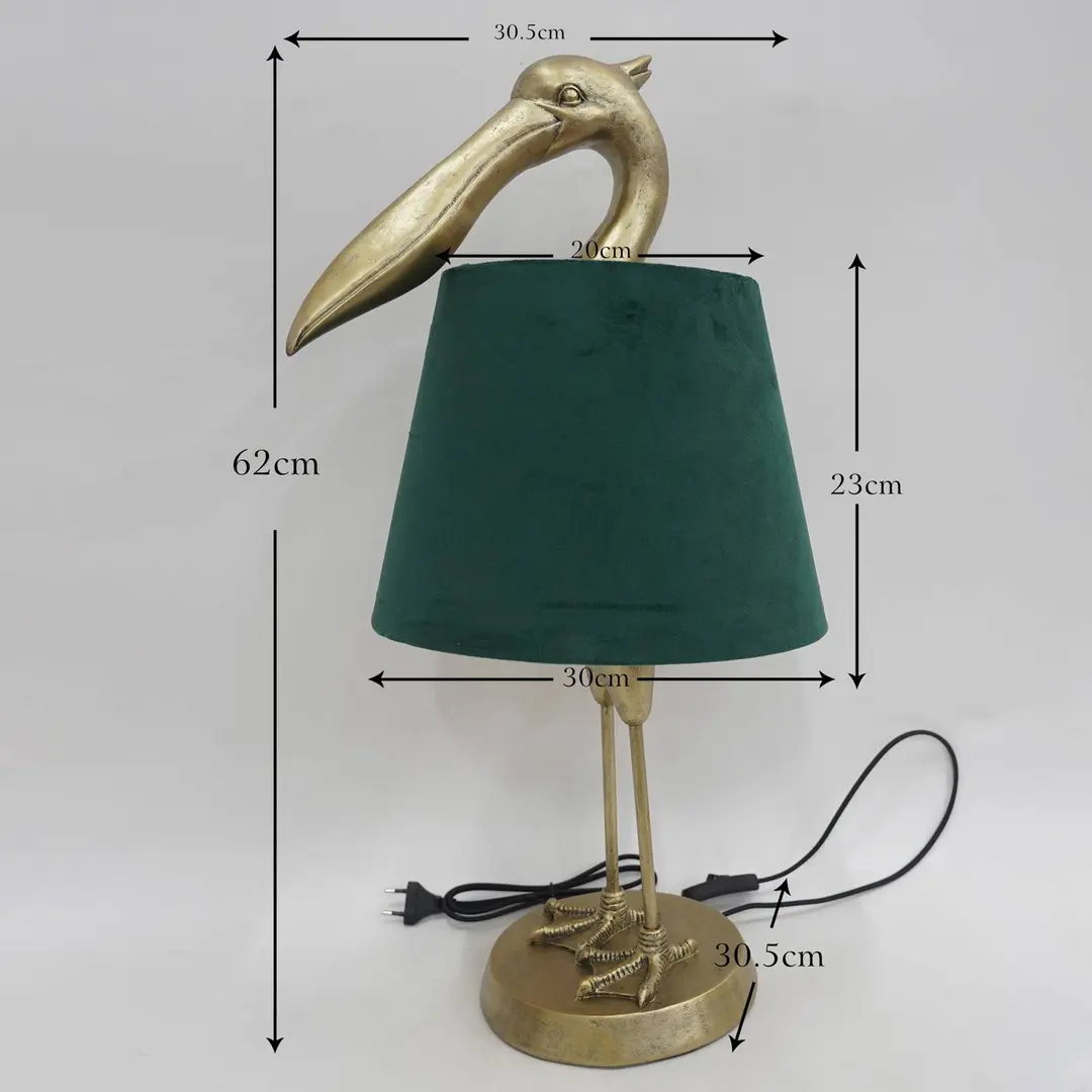 KARE Tischleuchte Pelican, gold, Leinen, Höhe 62 cm, E27