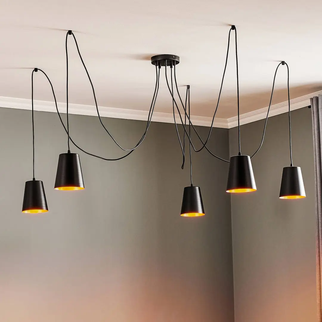 EMIBIG LIGHTING Hängeleuchte Link mit 5 Einzelschirmen, schwarz