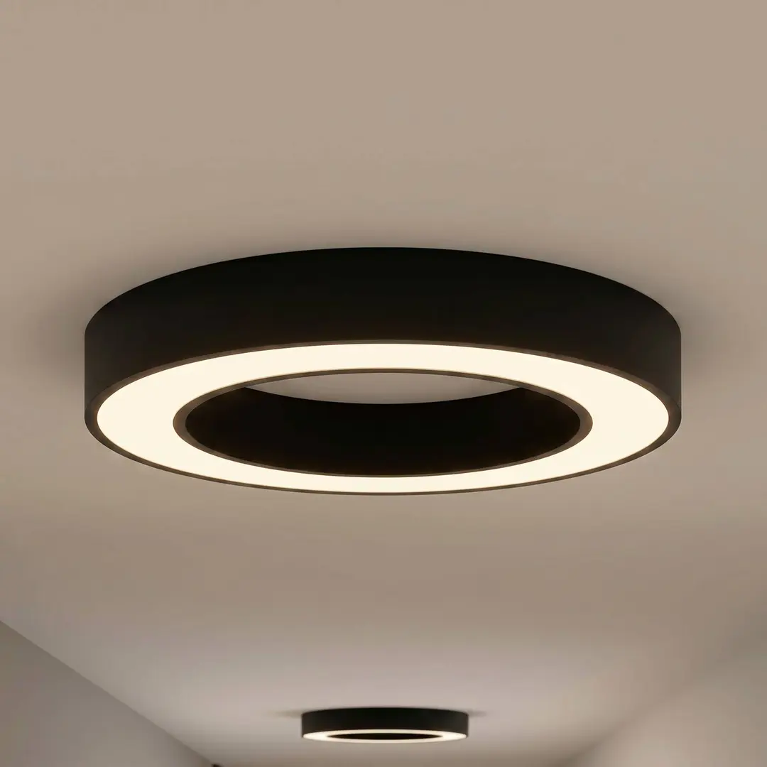 Arcchio LED-Deckenleuchte Sharelyn, Ø60 cm, schwarz, dimmbar