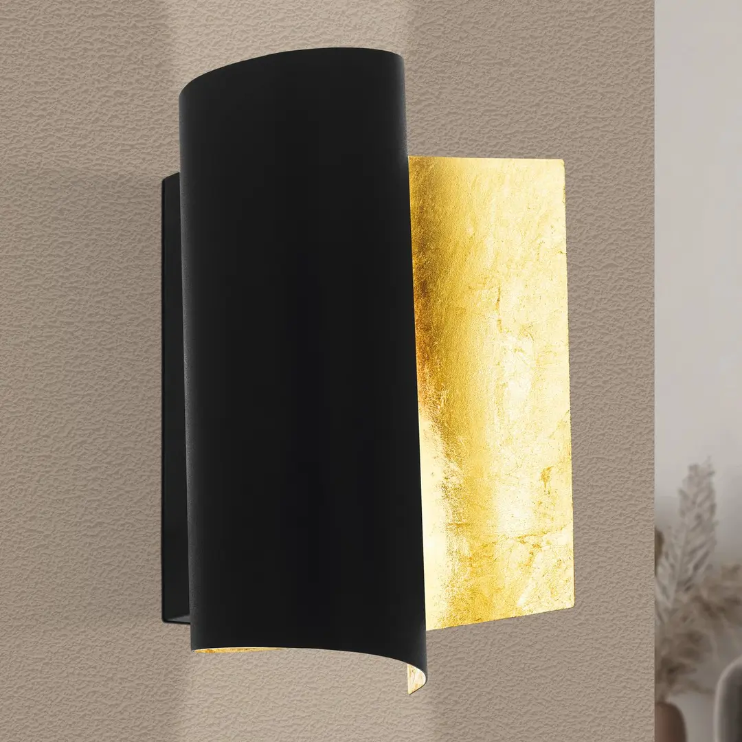 EGLO Wandleuchte Falicetto, schwarz/goldfarben