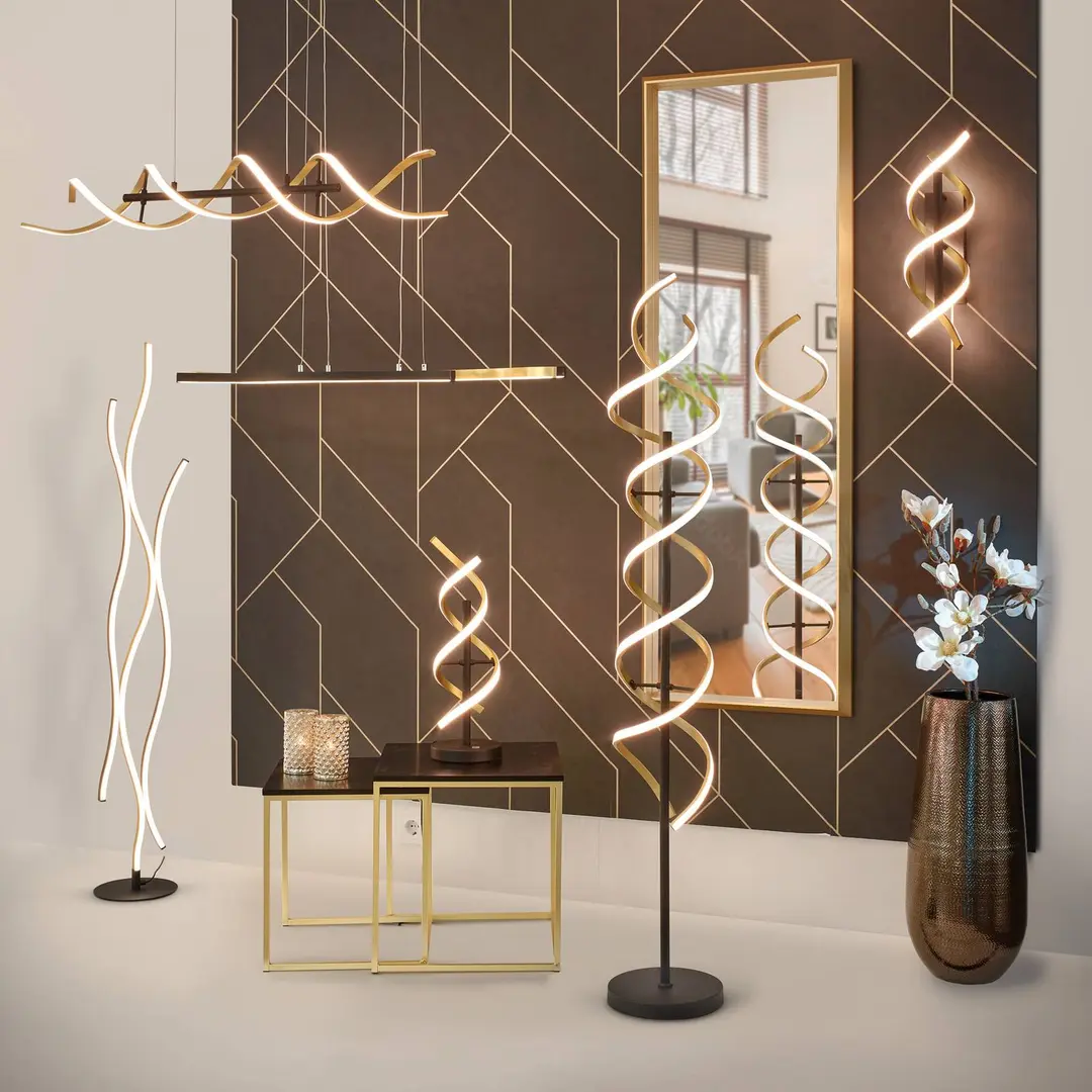 Trio Lighting LED-Stehleuchte Sequence, dimmbar, CCT, messing