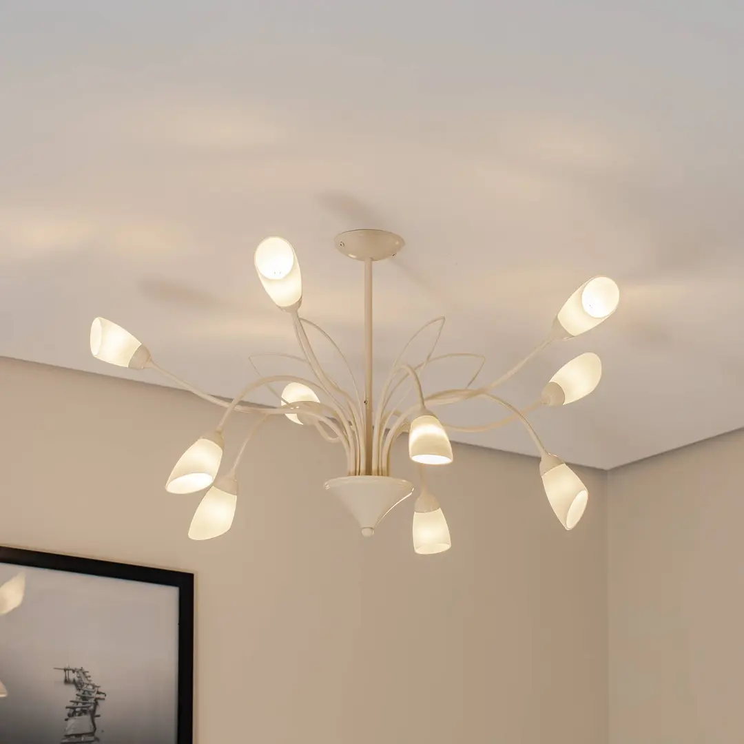 Jupiter Deckenleuchte Gloriosa, Glas, creme, 10-flammig