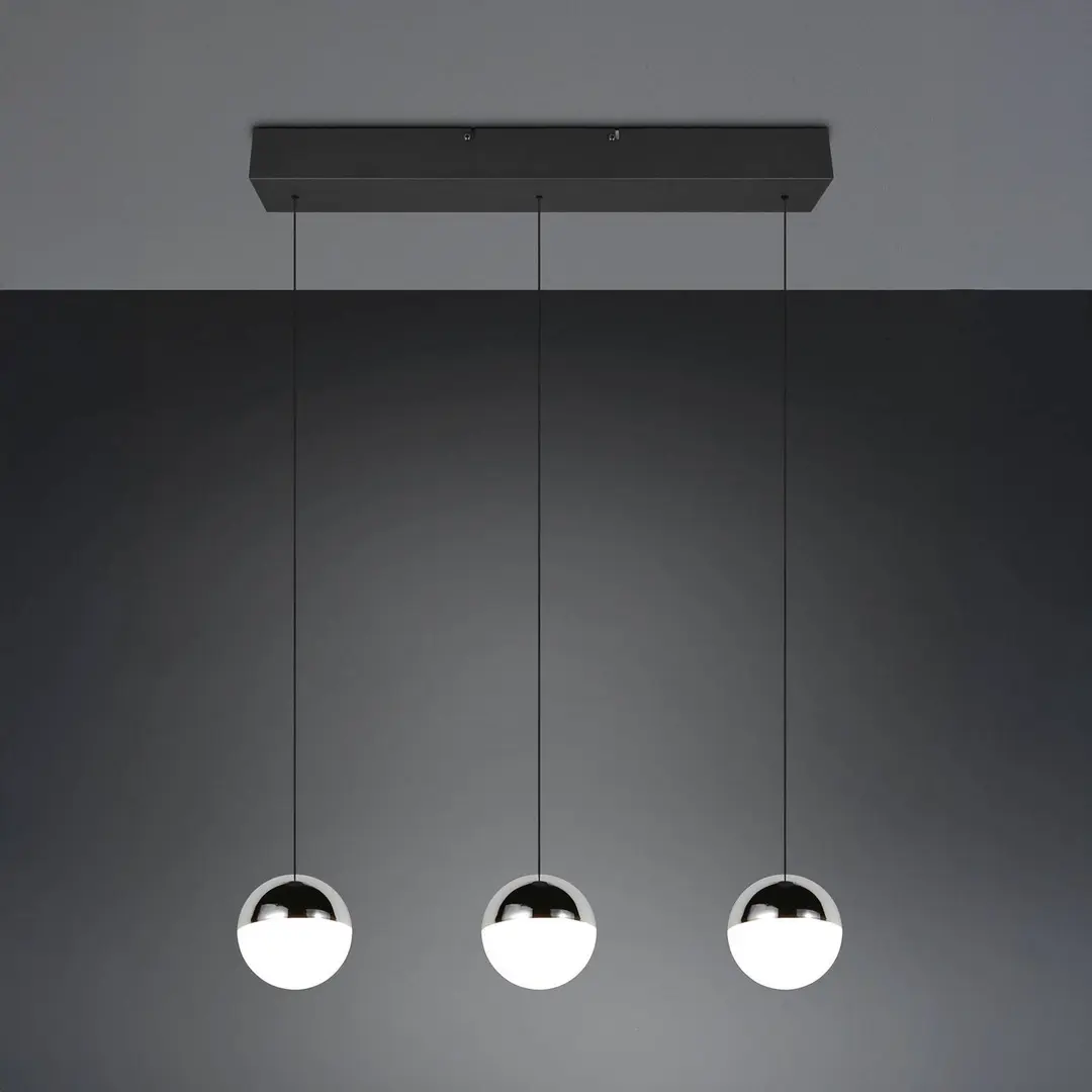 Reality Leuchten LED-Hängeleuchte Senta, chrom, Länge 62 cm, 4.000 K, 3-flg.