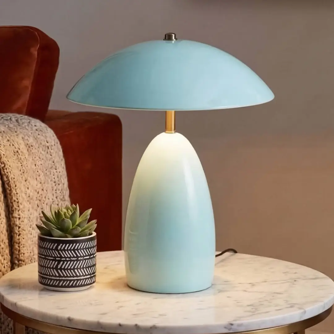 ELSTEAD LED-Tischlampe Poppy, hellblau, Höhe 35 cm, Metall, dimmbar