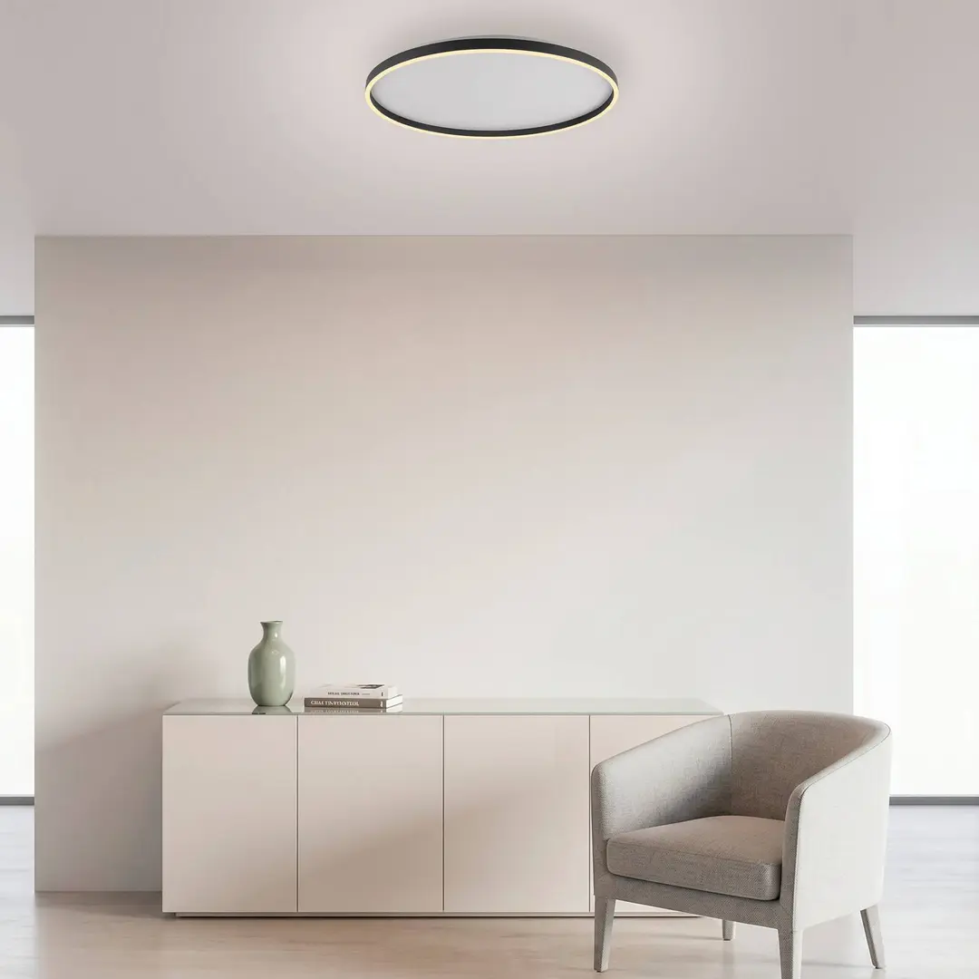 JUST LIGHT. GmbH LED-Deckenlampe Madlen, schwarz, Ø 60 cm, Alu, 3.000 K, dim