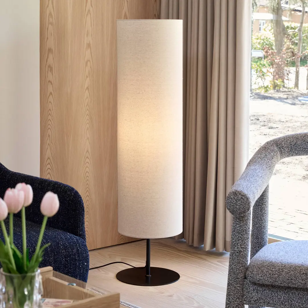 HÜBSCH Stehlampe Sable, sandfarben, Höhe 120 cm, Textil
