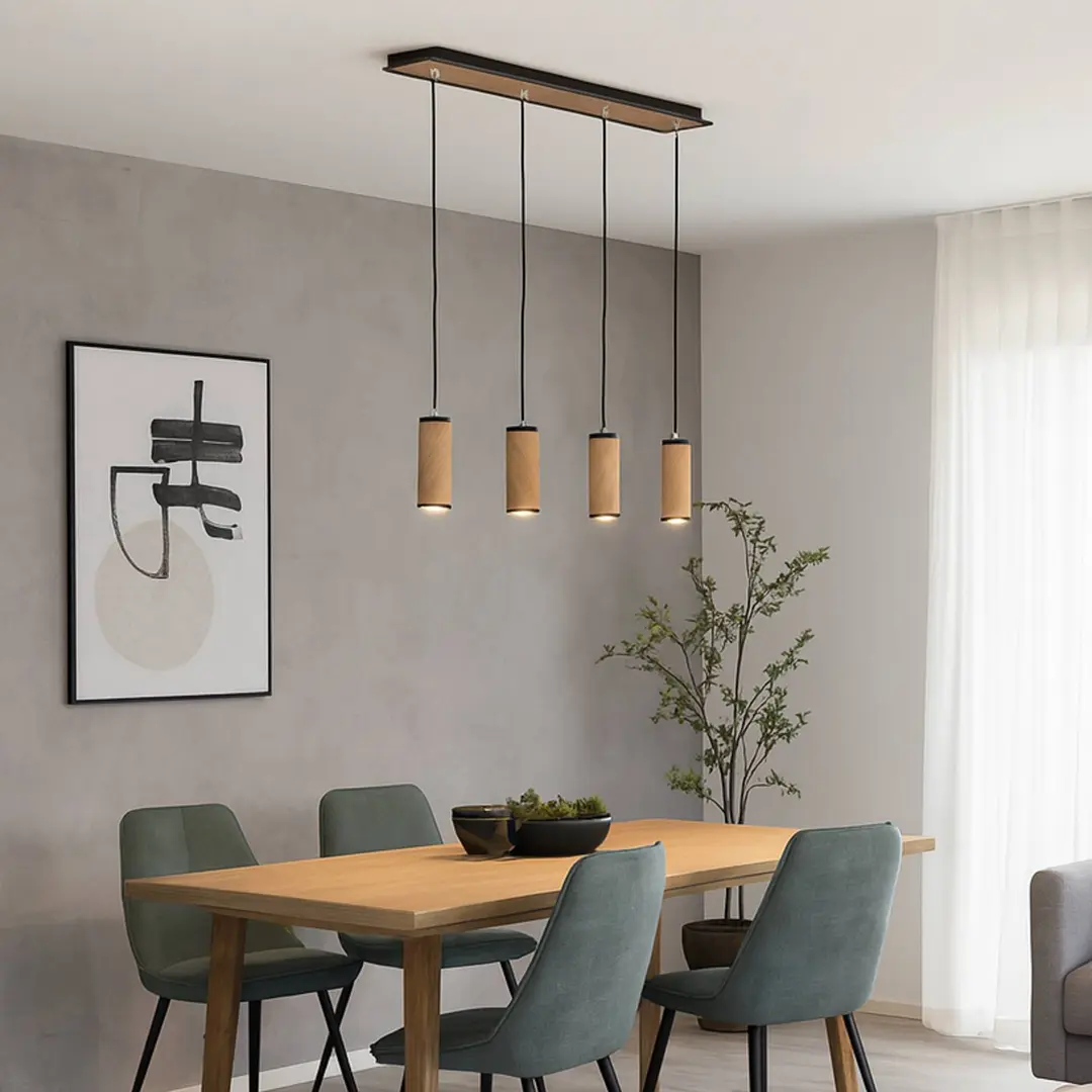 Elobra Pendelleuchte Bolivia, Holz, eiche, 4-flammig, 75 cm, GU10