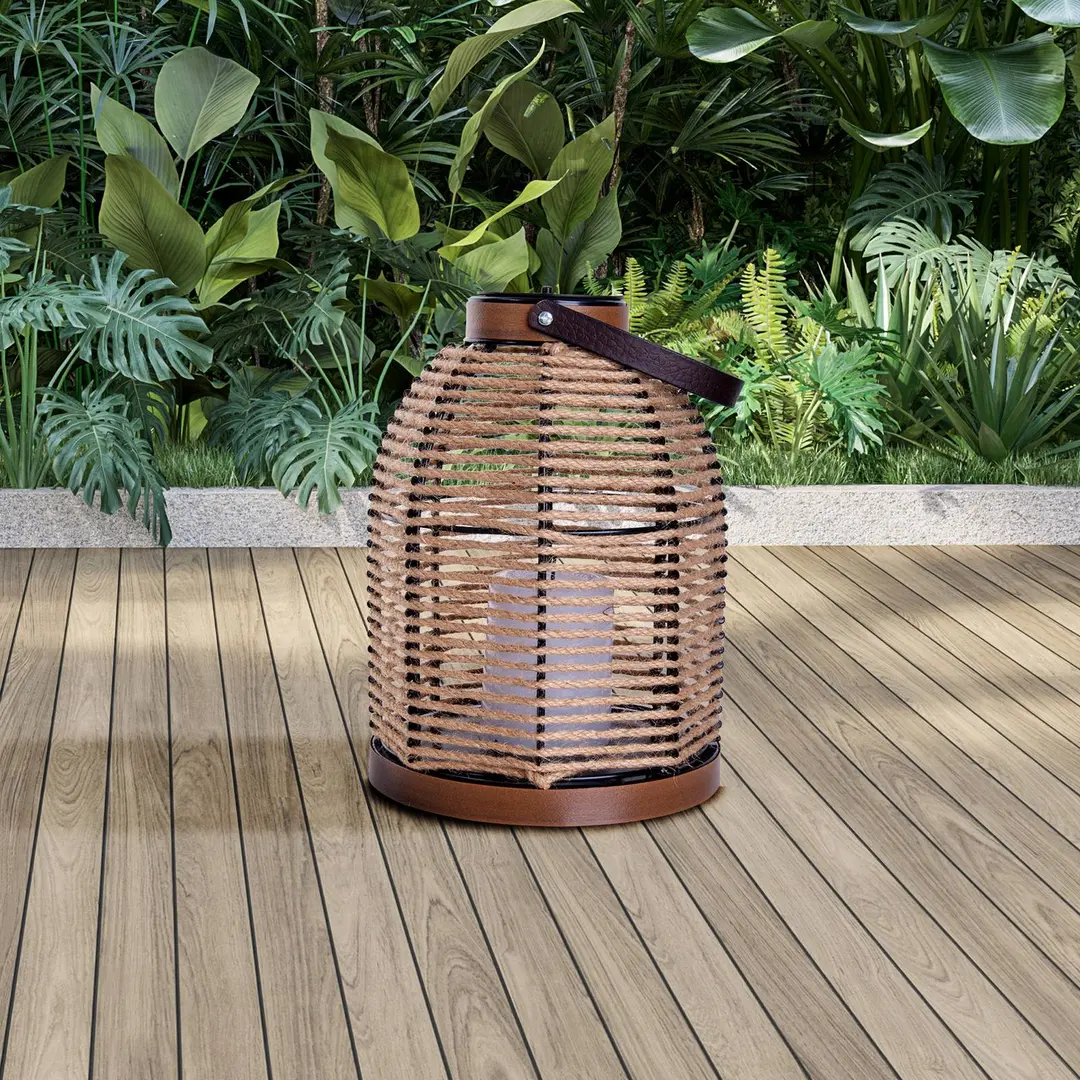 Naeve Leuchten LED-Solarleuchte Korbinian, braun, Höhe 29 cm, IP44, Laterne