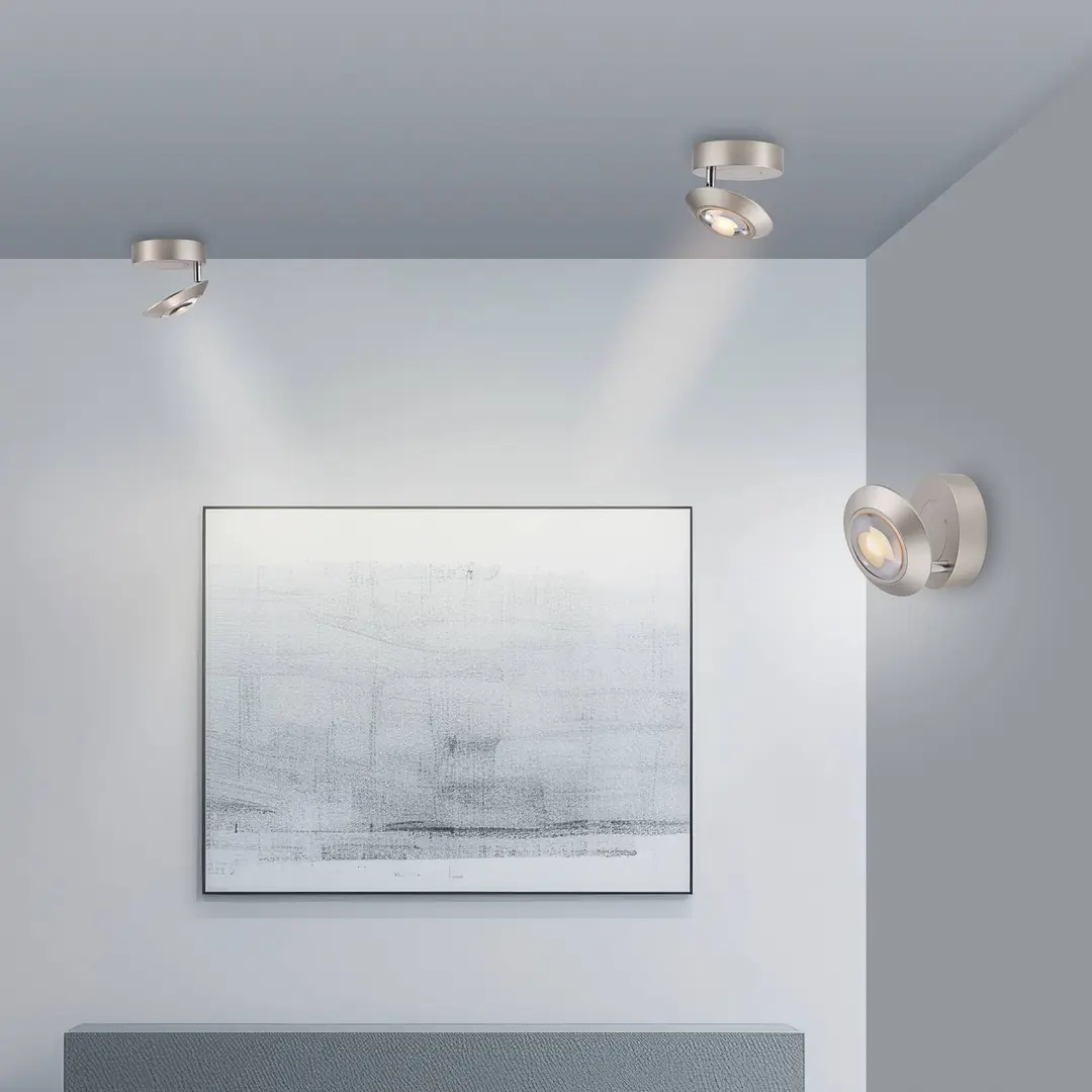 Pure LED-Deckenlampe PURE Oculis, silberfarben Ø 15 cm Eisen/Glas