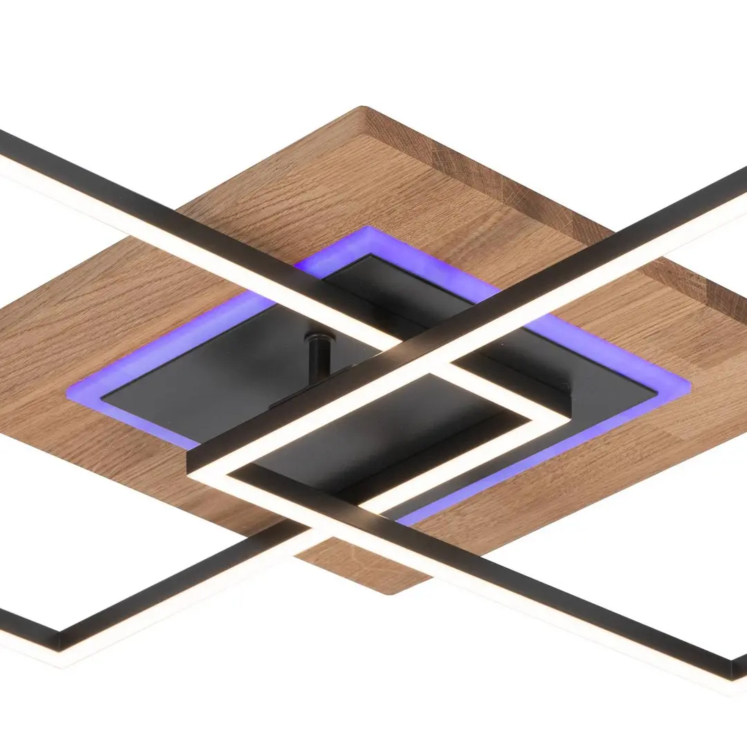 Elobra LED-Deckenleuchte Panama M Plus, eiche/schwarz, Länge 61 cm