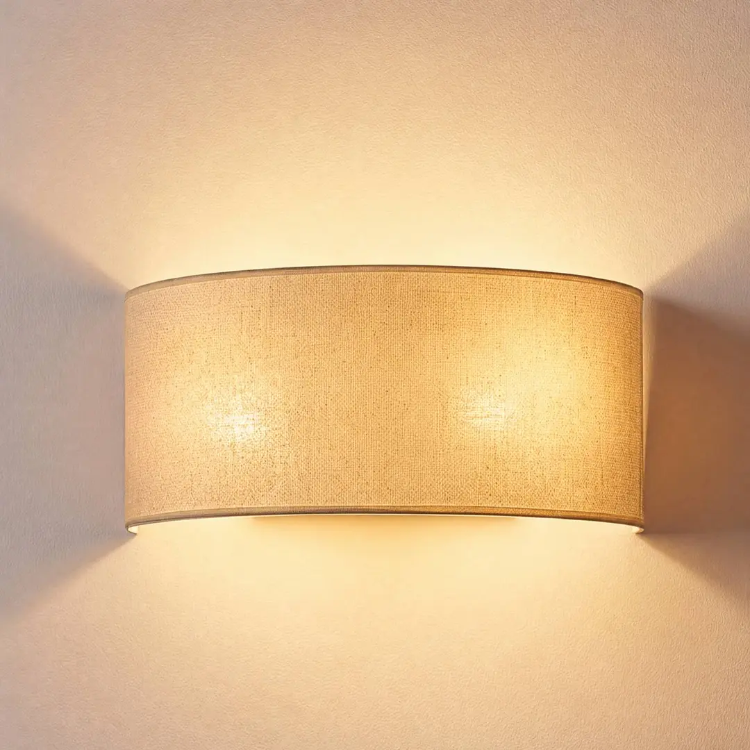 Duolla Wandlampe Nature, creme, Breite 40cm, Textil, up/down