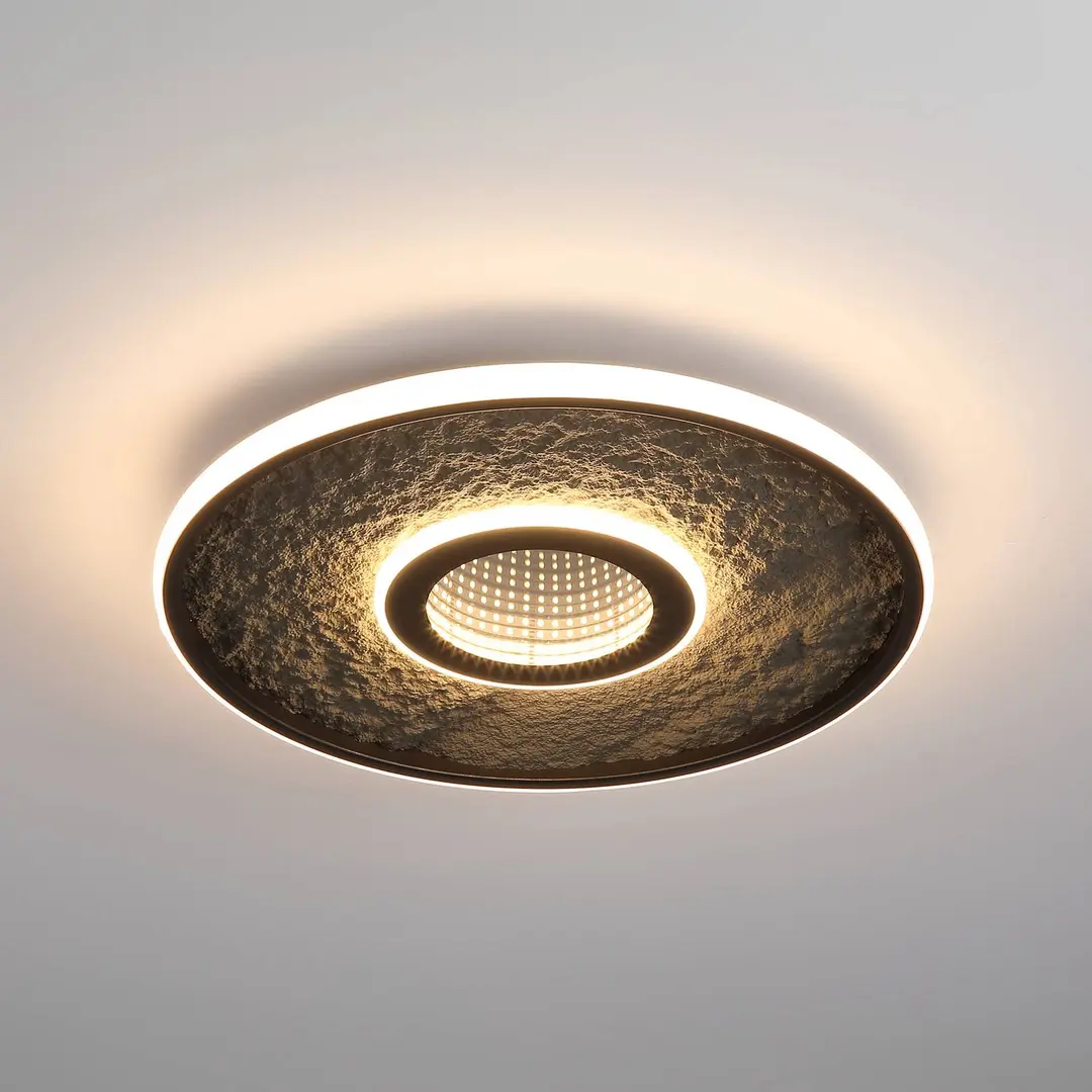 Searchlight LED-Deckenleuchte Lumadisc, schwarz, Ø 41 cm, Metall/Silikon