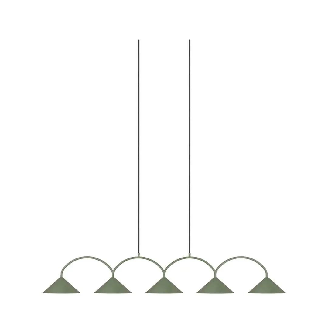 Globen Lighting Hängelampe CURVE 5, grün, 5-flg., 165 cm