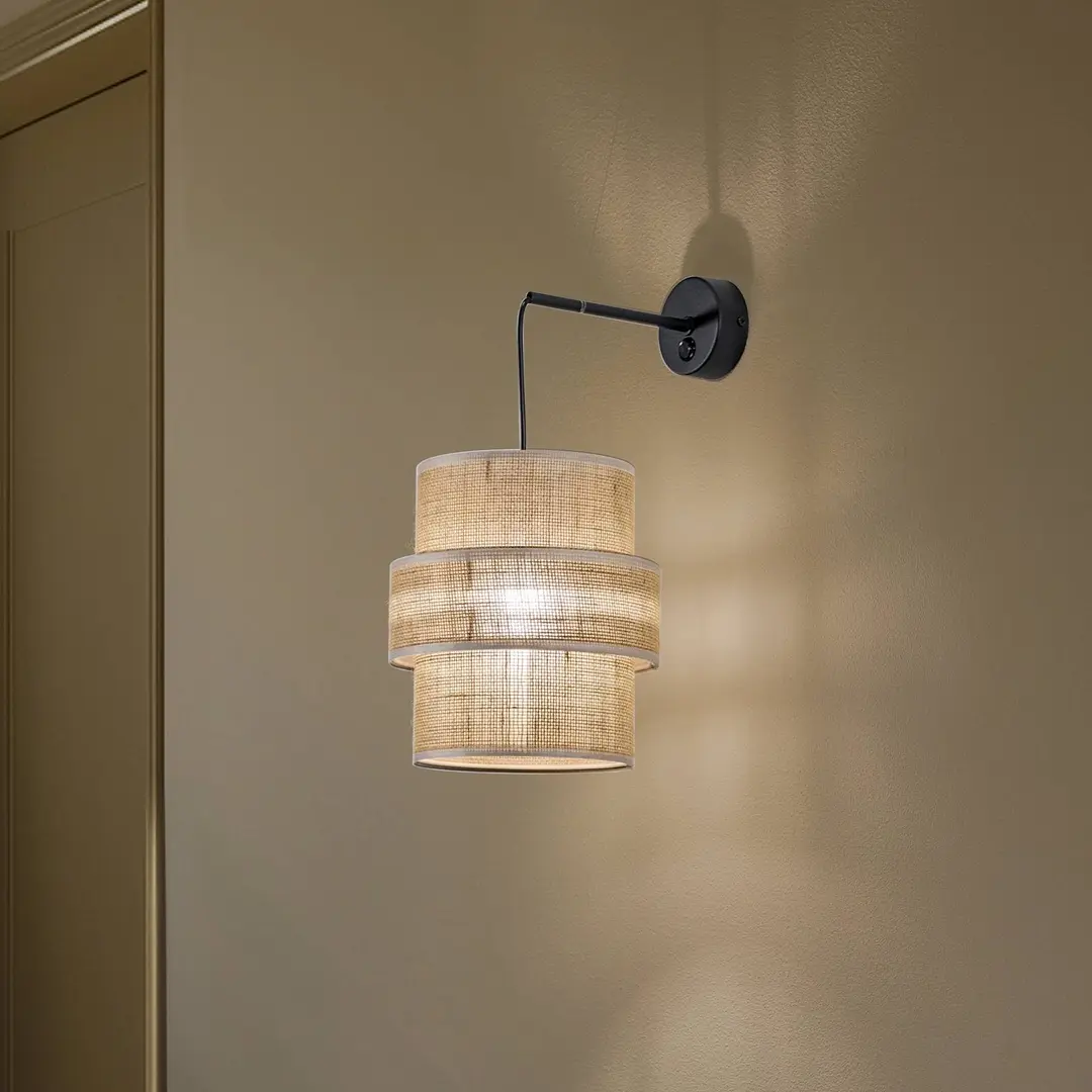 TK Lighting Wandleuchte Calisto, Jute, naturbraun, Schalter