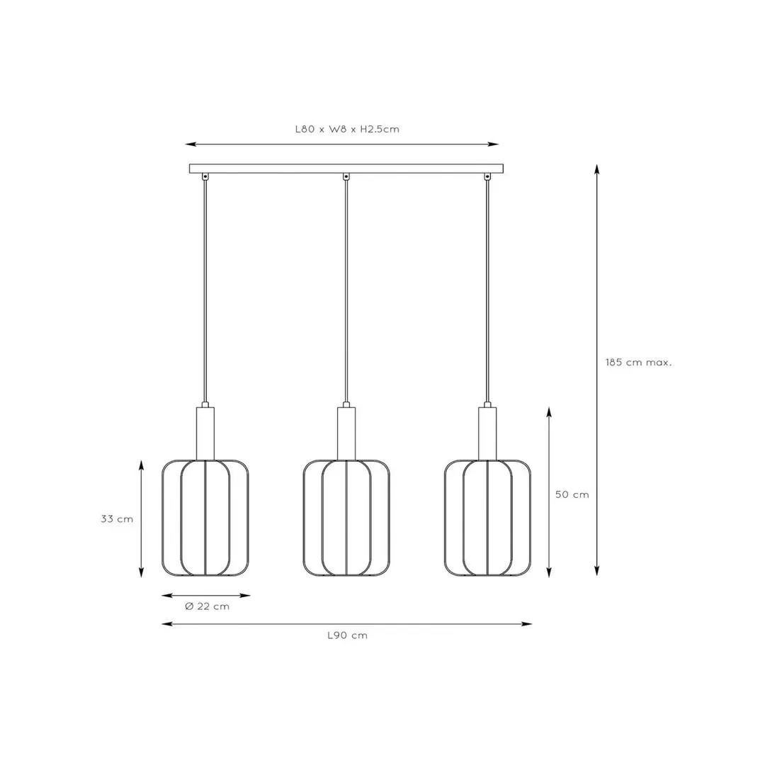 Lucide Hängeleuchte Corina, creme, 80 cm, 3-flammig, E27