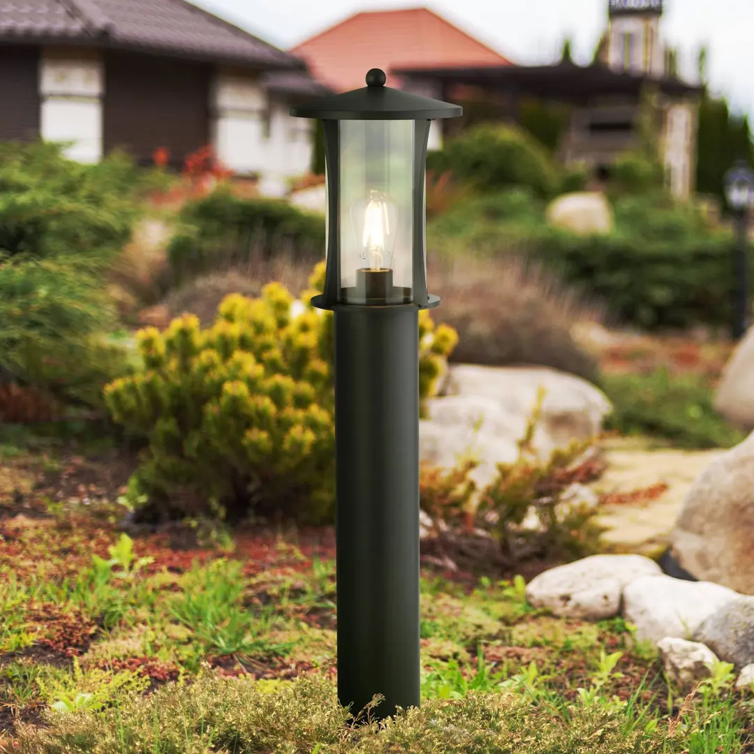 Searchlight Pollerleuchte Pagoda, IP44, schwarz, Höhe 73 cm, Metall