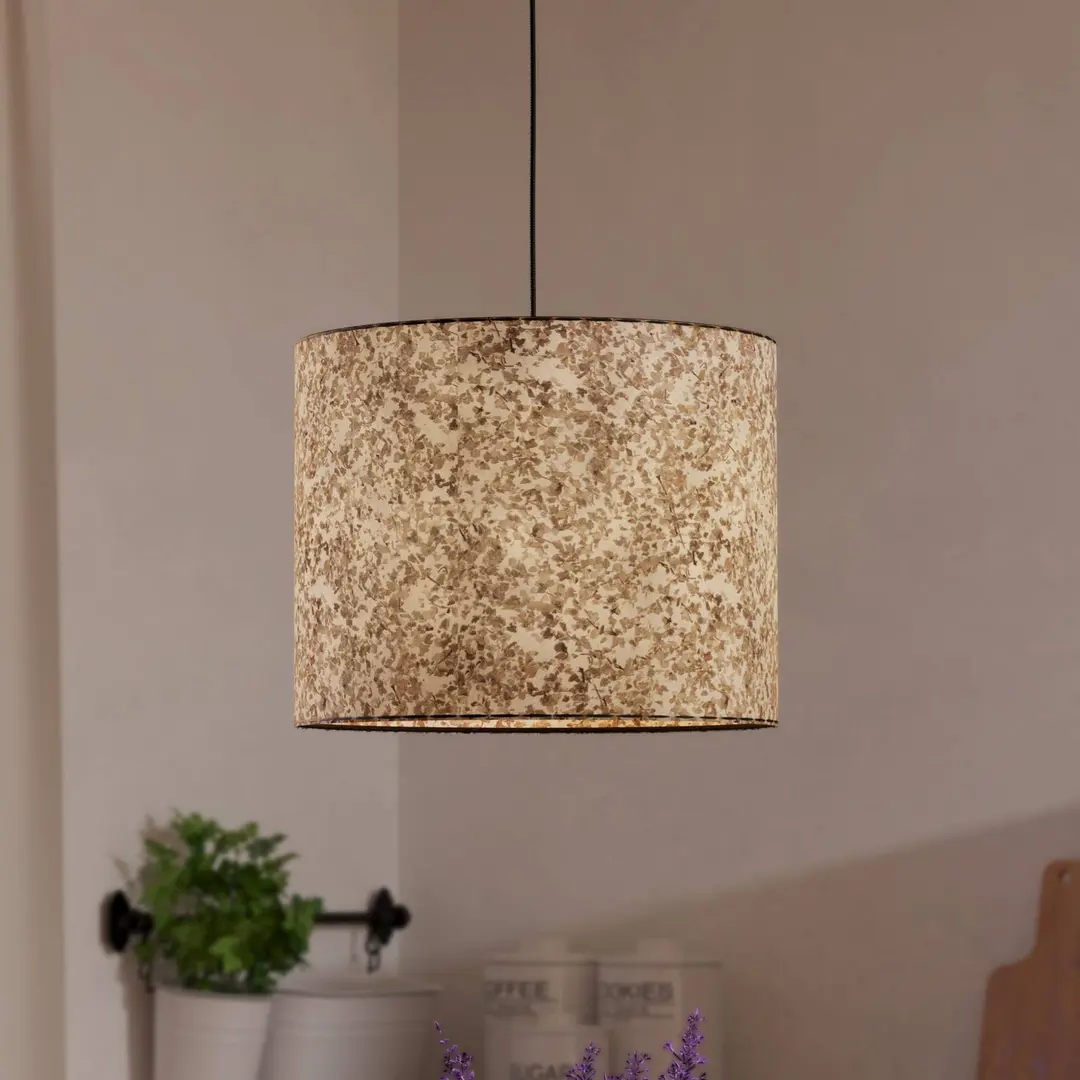 EGLO Hängelampe Butterburn, Ø 36 cm, beige/grün, Stoff