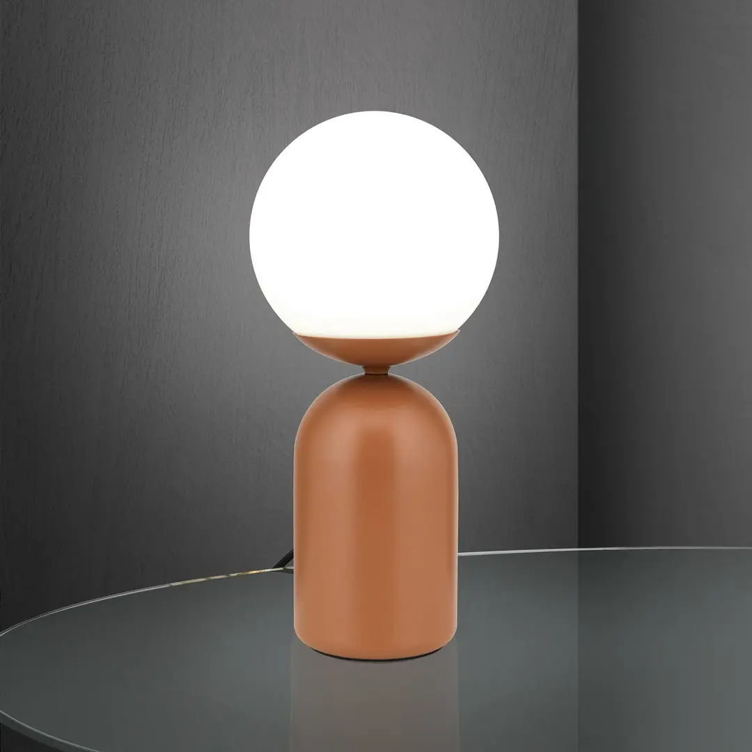 Orion Tischleuchte Stanley, korallenrot, Höhe 32 cm, Keramik/Glas