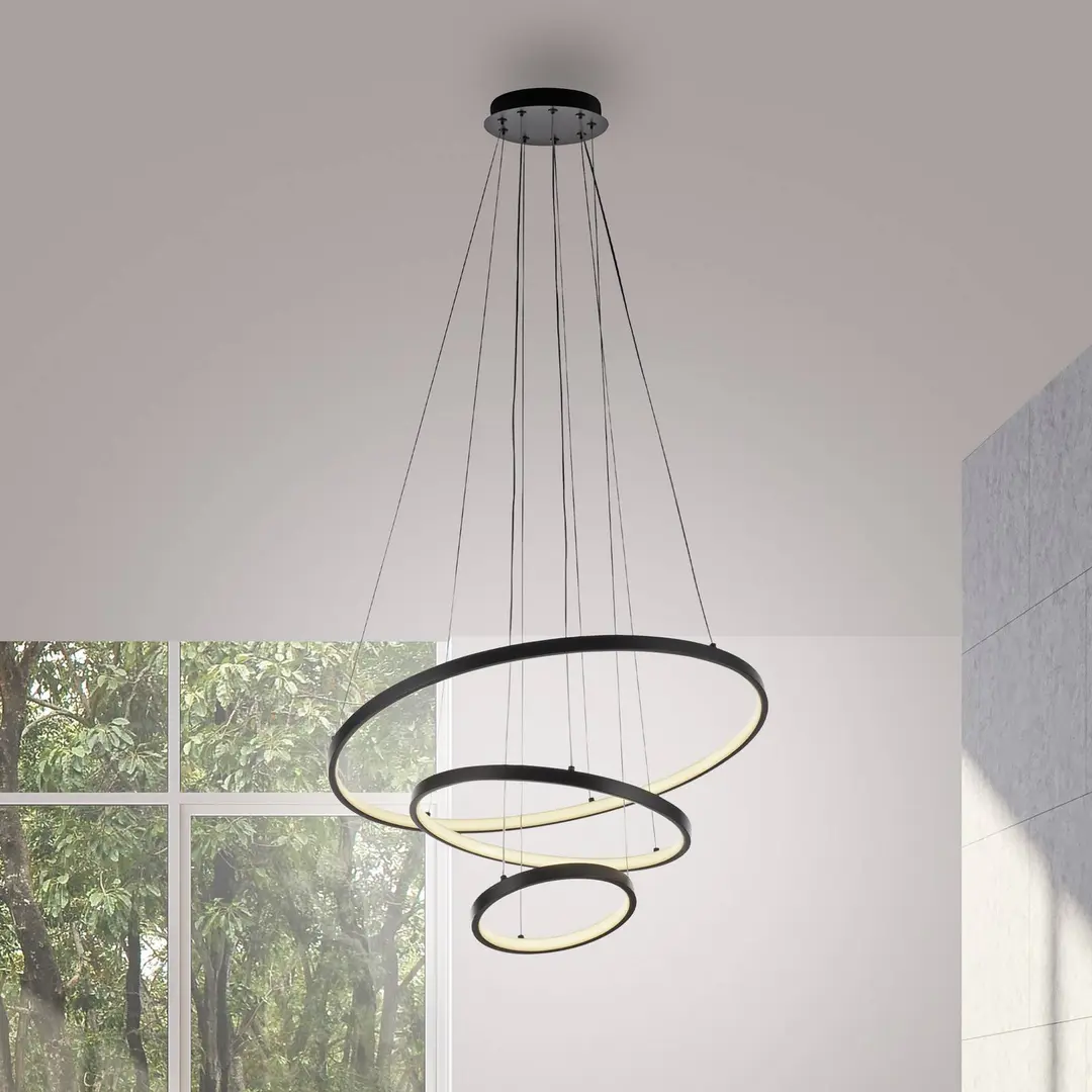 JUST LIGHT. GmbH JUST LIGHT. LED-Hängeleuchte Cerchi, schwarz, 3.000 K