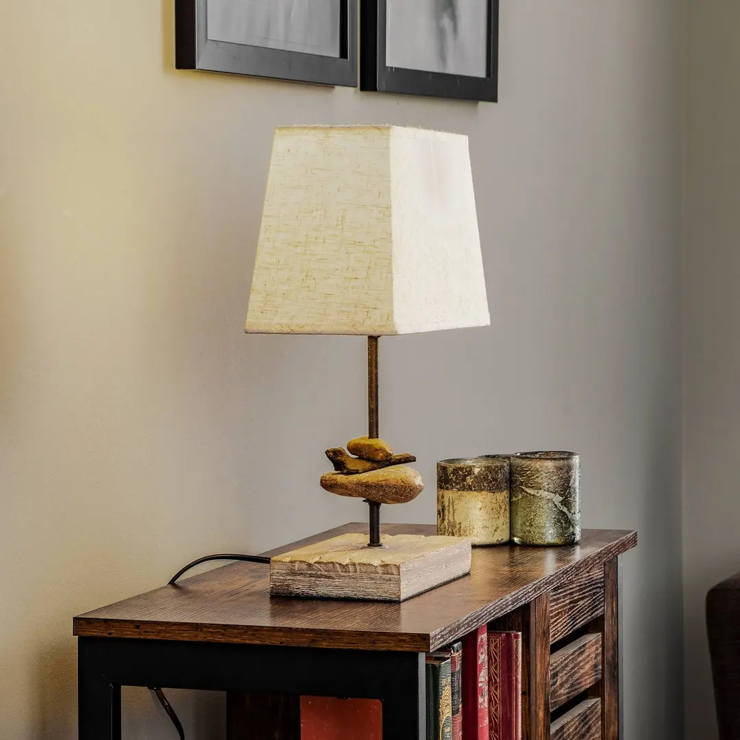 ONLI Tischlampe Seregon mit Stoffschirm, Höhe 39 cm