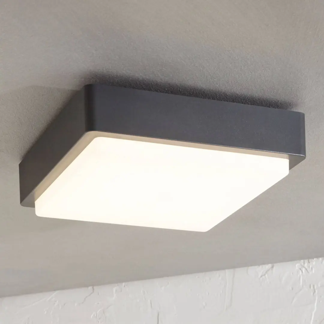 Lindby LED-Außendeckenlampe Nermin, 22 cm, IP65, eckig