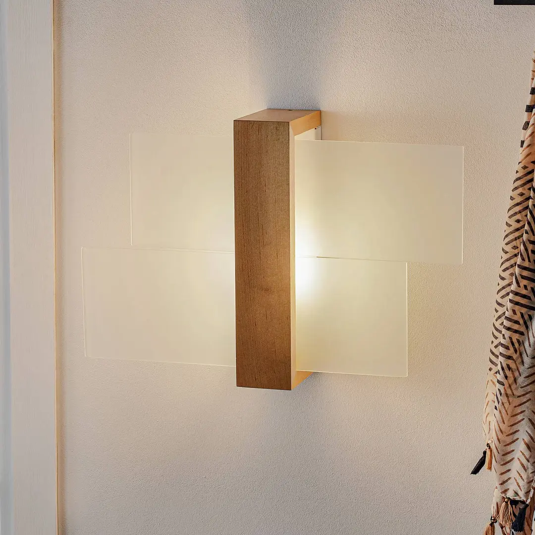 SOLLUX LIGHTING Wandleuchte Shifted 1, Glas und helles Holz