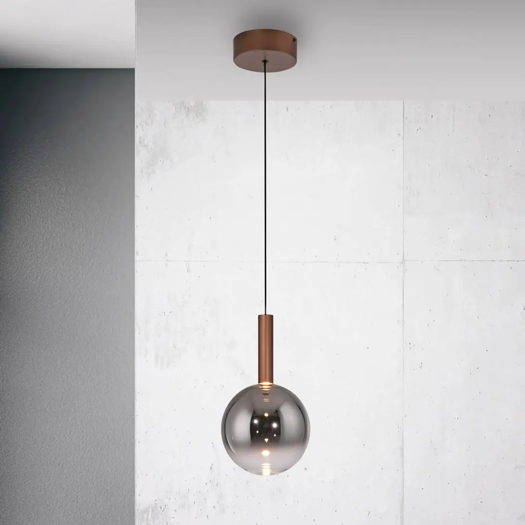 Paul Neuhaus LED-Hängelampe Bowl, Ø 20 cm, braun/grau