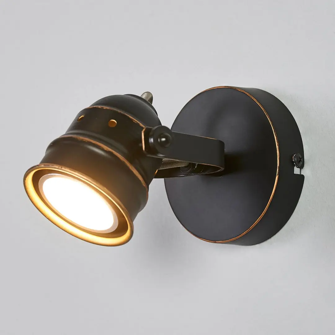 Lindby Wandstrahler Leonor, schwarz, Metall, 1-flg., 9,5 cm