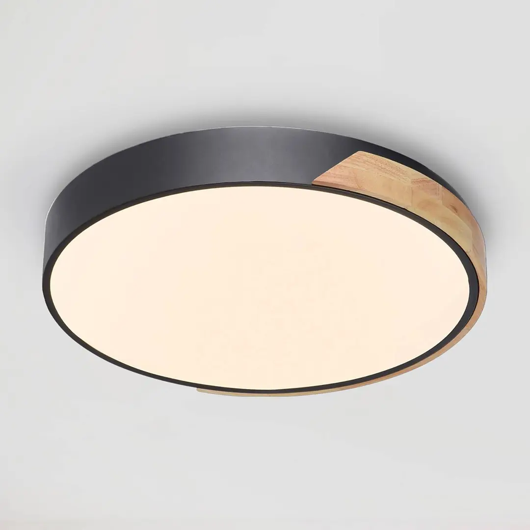 Q-Smart-Home Paul Neuhaus Q-BILA LED-Deckenlampe, schwarz/eiche