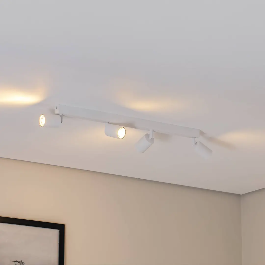 TK Lighting Deckenstrahler Top, weiß, 83 cm, 4-flg., Metall, GU10