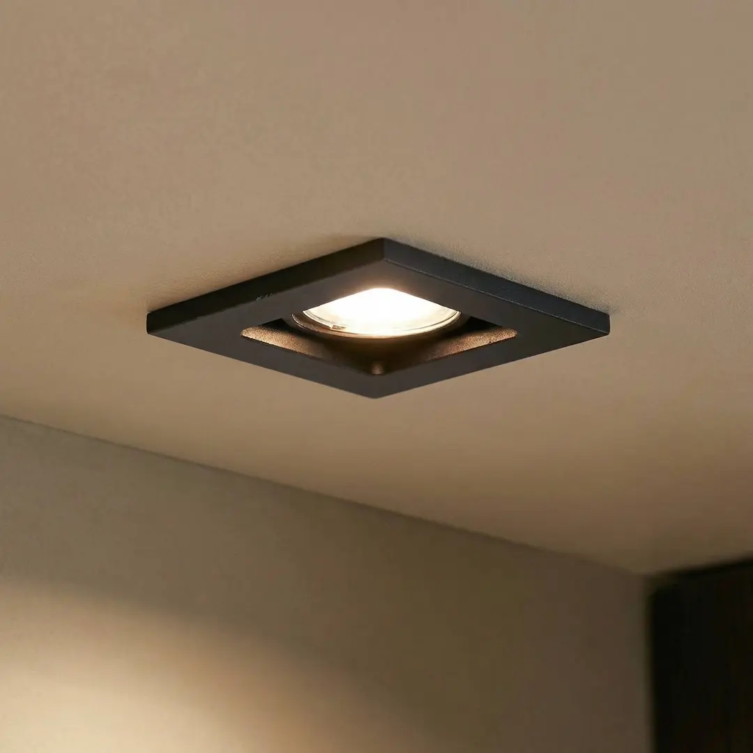 Lindby Downlight Thorid, schwarz, 10 x 10 cm, 10er-Set, GU10