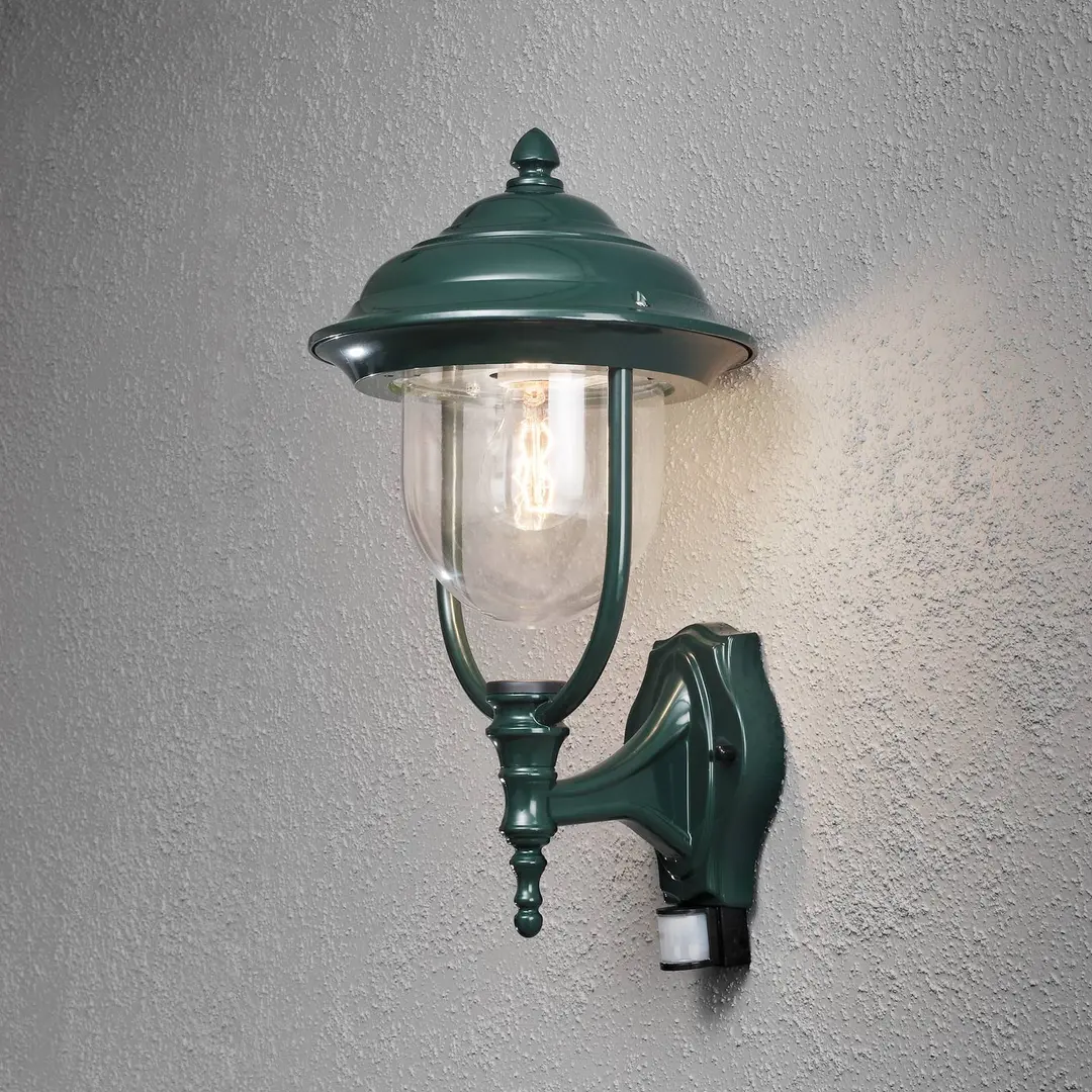 Konstsmide Außenwandlampe Parma mit Bewegungsmelder, grün