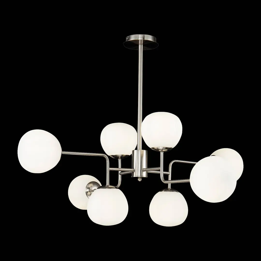Maytoni Hängelampe Erich, nickelfarben, Glas/Metall, 8-flg.