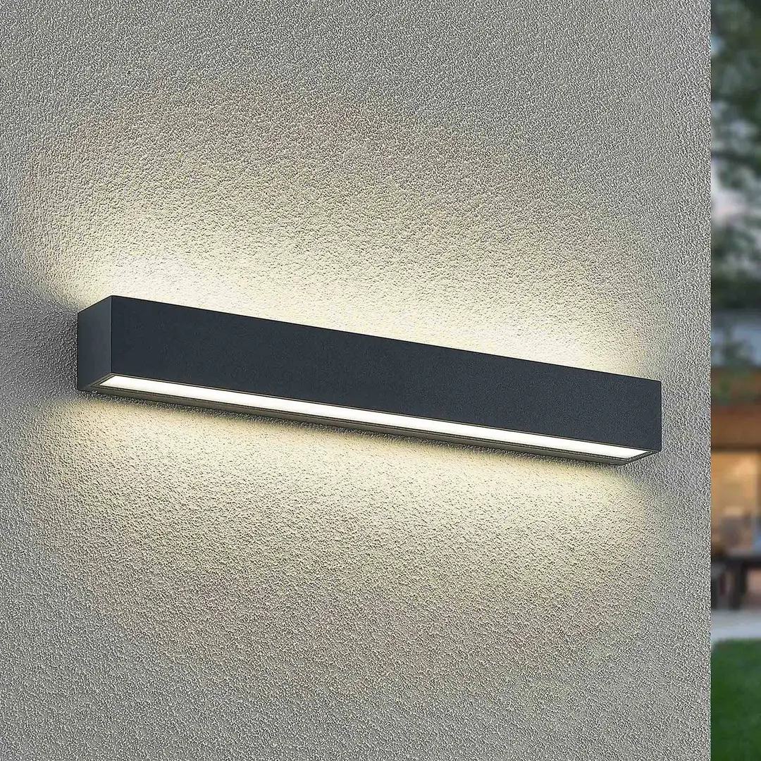 Arcchio LED-Wandleuchte Lengo, 50cm, 2-flg., anthrazit, CCT