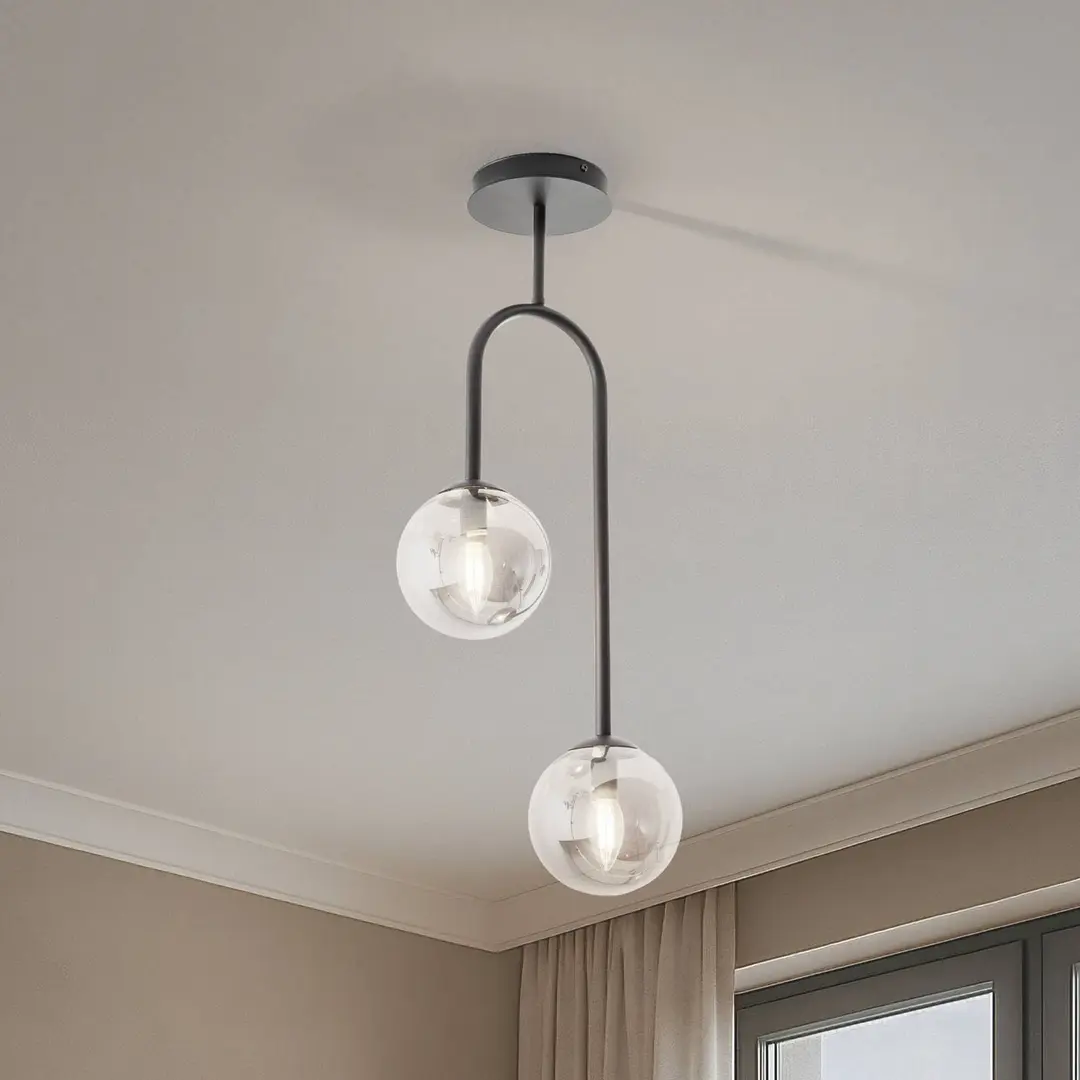 EMIBIG LIGHTING Deckenlampe Atria, rauchgrau/schwarz, Höhe 76 cm, 2-flg.