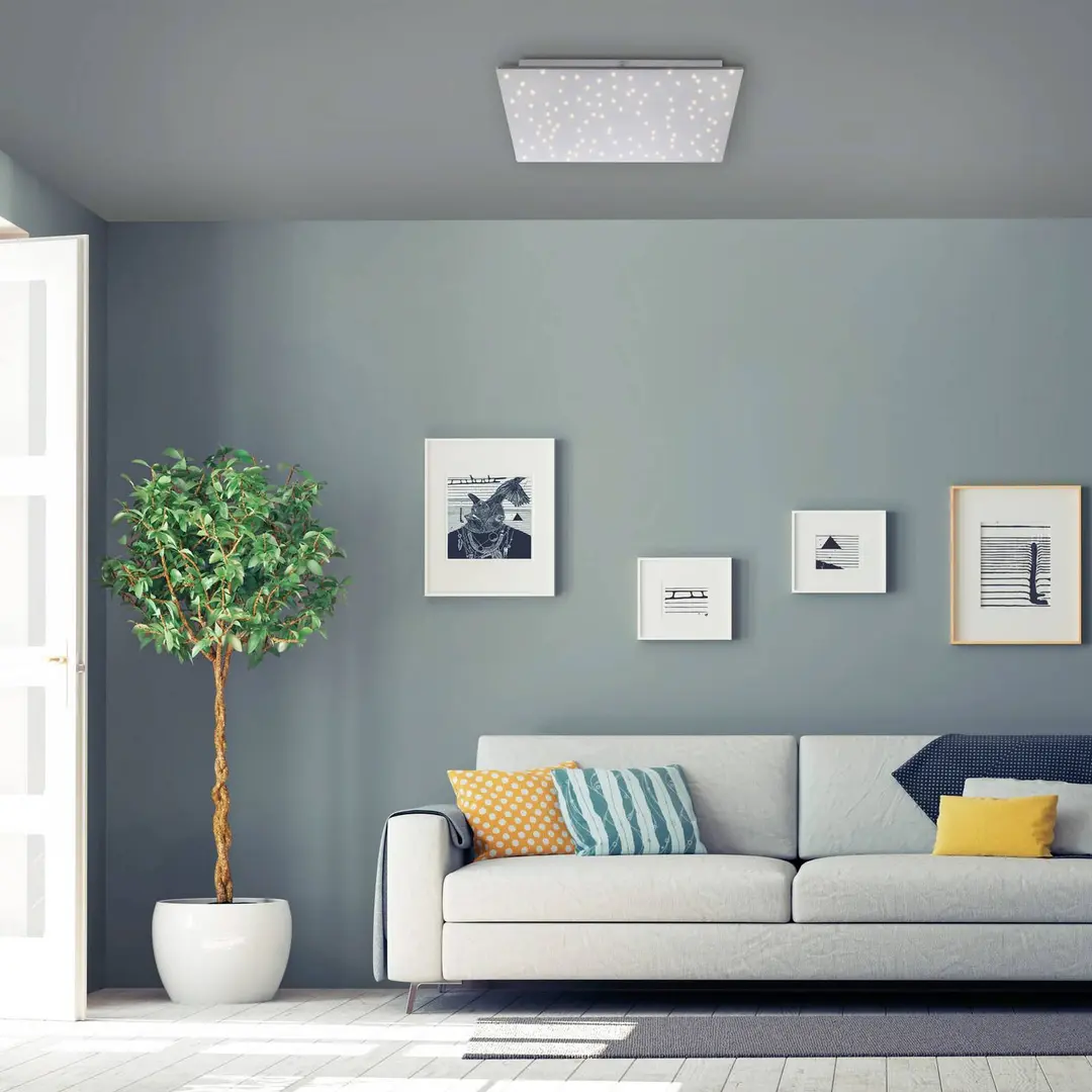 JUST LIGHT. GmbH LED-Deckenleuchte Sparkle CCT dim stahl 45x45cm