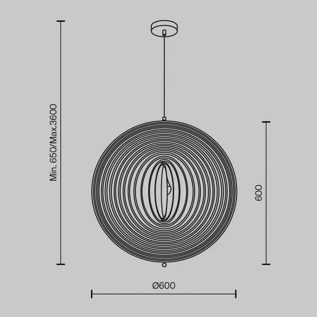 Maytoni Hängeleuchte Roots, Kugelform, Ø 60 cm, Holz/schwarz