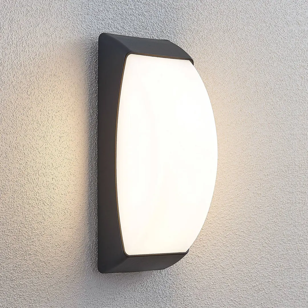 LINDBY LED-Außenwandlampe Alexey, IP65, dunkelgrau