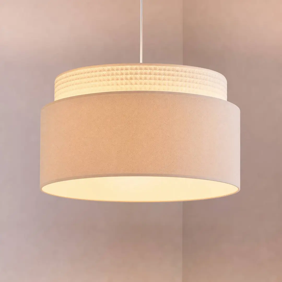 Duolla Pendellampe Milano, ecru/beige, Ø 45 cm, Textil, E27